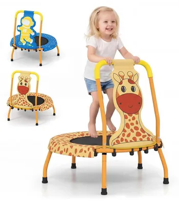 Produktbild von Kindertrampolin Ø 71cm mit Handlauf, Schaumstoffgriff & Randabdeckung, Max 80 kg, Indoor Orange