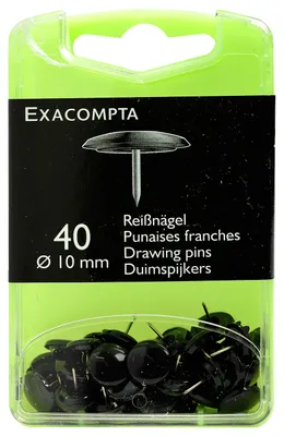 Produktbild von EXACOMPTA 14021E Reißnägel Schwarz Ø10mm 40er Pack
