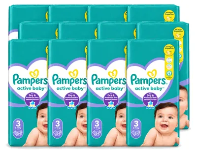Obrázok produktu pre 12 kusov plienok Pampers Active Baby, veľkosť 3, 6-10 kg - výhodný balík