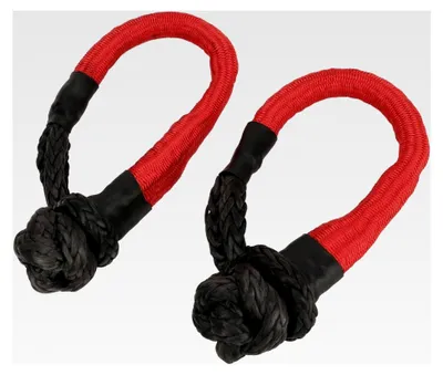 Produktbild von 2 Stück Weicher Schäkel, Synthetisches Soft Shackle Recovery Seil, 55.000 Lbs Bruchfestigkeit Abschleppschäkel für Segeln, SUV, ATV, LKW, Offroad-Bergung, Klettern, Abschleppen (Schwarz-Rot)
