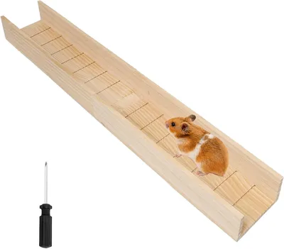 Produktbild von Hamsterklimleiter aus Holz, 70 cm, mit erhöhten Seiten, für kleine Haustiere