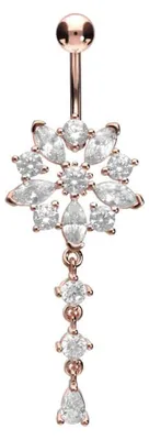 Produktbild von Bauchnabelpiercing Chirurgenstahl Bananabell mit Brass-Design KRISTALLBLUME