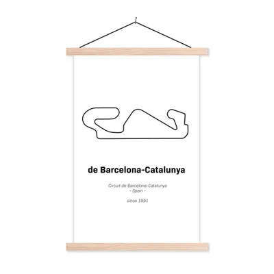 Produktbild von MuchoWow® Textilposter Formel 1 - Barcelona - Rennstrecke 60x90 cm mit holzfarbenen Rahmen - Textil