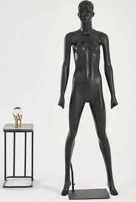 Produktbild von F26-8 schwarz Frau Eurotondisplay komplett geformter Kopf Weibliche Schaufensterpuppe stehend schwarz oder weiß matt Schick und Elegant