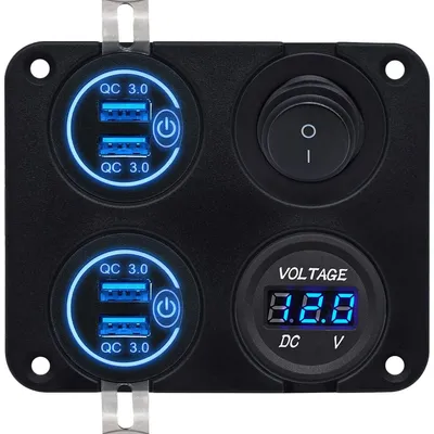 Produktbild von ProRide 12V USB-Autoladegerät 4 Ports – QC3.0, Voltmeter, Schalter
