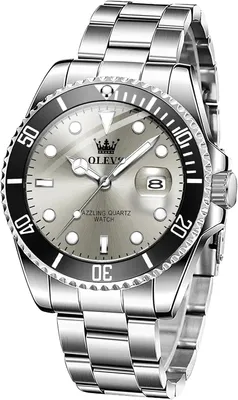 Image de Montre-bracelet pour hommes, montre à quartz en acier inoxydable avec grand cadran, montre de luxe classique et facile à lire pour hommes