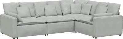 Zdjęcie produktu dla Sofa modułowa z poduszkami aksamitna jasnoszara
