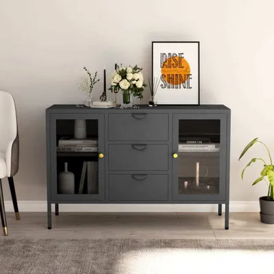 Produktbild von Maison Exclusive - Sideboard Anthrazit 105x35x70 cm Stahl und Hartglas