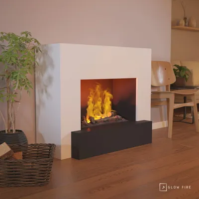 Produktbild von GLOW FIRE Elektrokamin 'Hauptmann' | Wasserdampf Kamin mit OMC 600 inkl. Holz in weiß | HxBxT: 90x110x35 cm