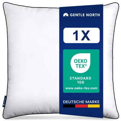 Produktbild von Gentle North Hochwertiges Kopfkissen 80x80 cm groß in Hotelqualität - Flauschiges, gut gefülltes Schlafkissen für Allergiker geeignet - 60° Waschbar
