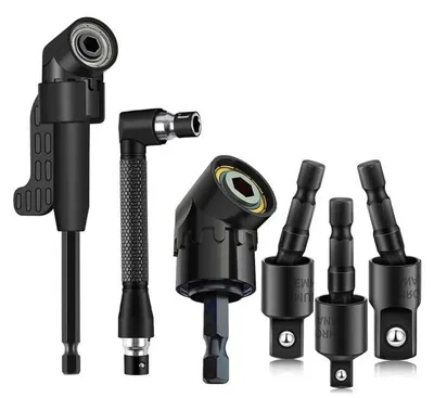 Obrázek produktu pro Sada 6 kusů pravouhlých vrtacích adaptérů, sada úhlových vrtacích adaptérů, úhlový vrtací nástavec pro vrtačku – EZADAPT
