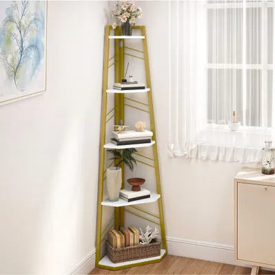 Produktbild von YITAHOME Eckregal Bücherregal 5-Ebenen Lagerregal Standregal, 160cm hoch, Gold