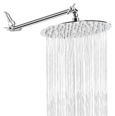 Regenduschkopf 8 Zoll rund mit Arm, Edelstahl, ultradünn, Hochdruck