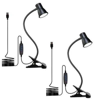 Zdjęcie produktu dla 2 lampki do czytania, lampka nocna, regulowana lampka biurkowa LED z 3 trybami barwowymi, lampka stołowa USB