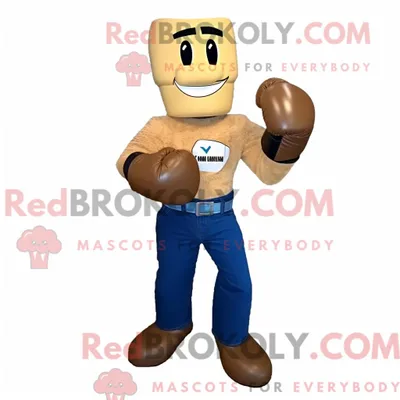 Obrázok produktu pre Maskot spoločnosti REDBROKOLY, znázornený ako boxerská rukavica, oblečený v džínach a rukaviciach