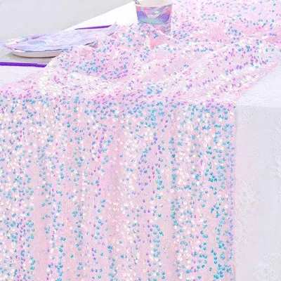 Obrázek produktu pro BrillShine běhoun na stůl růžový 63 x 300 cm běhoun na stůl stuha pro mořskou pannu flitry Vhodné pro slavnostní dekorace narozeniny svatby Vánoce zpět do školy dekorace
