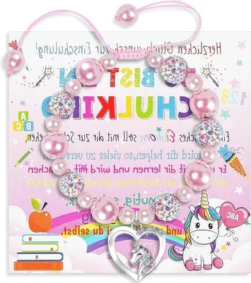 Produktbild von Mädchen Armband Einhorn Rosa 9cm Glitzer