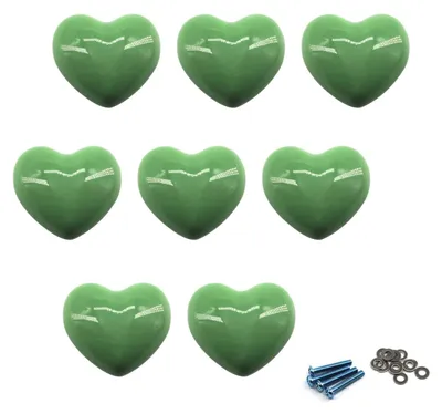 Immagine prodotto di Maniglie per porte e mobili in Vetroceramica verde, con viti (8 pezzi)