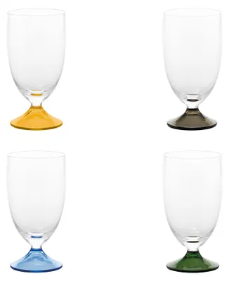 Obrázek produktu pro Sada sklenic Zafferano Maestro, 4 kusy, ručně foukané, benátský design, bez stopky, různé barvy: šedá, zlatožlutá, zelená a světle modrá.