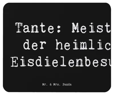 Produktbild von Mr. & Mrs. Panda Mouse Pad Spruch Tante Eisdielenmeisterin - Schwarz - Geschenk, Neffe, Verwandtschaft, Mauspad, mausteppich, Familie, Geburtstage, Humor, Mousepad