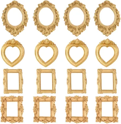 Produktbild von Mini Bilderrahmen Vintage Set 16 Stück, Harz, Gold, für Tischdekoration