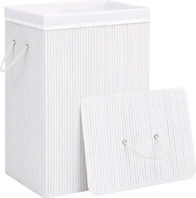 Produktbild von Cloris DesignMöbel Wäschekörbe - Weiß Bambus-Wäschekorb mit 1 Fach Weiß Schlichtes3357224