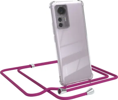 Produktbild von EAZY CASE Handykette kompatibel mit Xiaomi 12 Pro, Handyhülle mit Umhängeband, Handykordel, Schutzhülle Clear, Band in Rosa