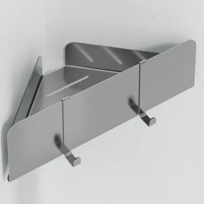 Produktbild von Dolvhin Duschablage ohne Bohren Ecke | Edelstahl Eckregal Dusche | Duschregal Ecke mit Ablaufrillen | Eck-Duschkorb zum Kleben | Silber Grau