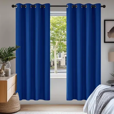 Produktbild von Verdunkelungsvorhang Kälteschutz Gardinen Wohnzimmer Blickdicht 175x140cm Königsblau 2er Set