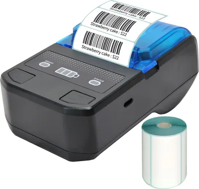 Produktbild von Tragbarer 58-mm-Thermo-Etikettendrucker Drahtloser BT-Mini-Etikettendrucker Barcode-Drucker mit wiederaufladbarem Akku Kompatibel mit Android iOS Windows fuer Einzelhandelsbekleidung Schmuck Preisschild Lageretikettendruck