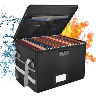 Produktbild von Dokumententasche Feuerfeste Dokumentenbox mit Zahlenschloss–Dokumententasche &Organizer,Tragbare feuerfeste Dokumententasche,39,5×31×25,5 cm