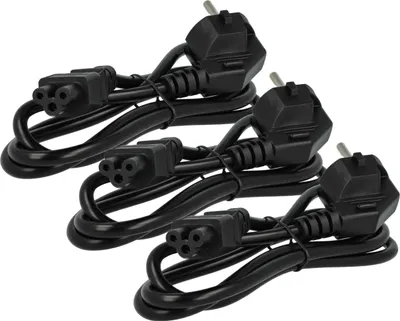 Produktbild von vhbw 3x Netzkabel Schutzkontaktstecker kompatibel mit Vorwerk Kobold VR300, VR100, VR200 - C5 Micky Mouse Kleeblatt Buchse, 1,2 m
