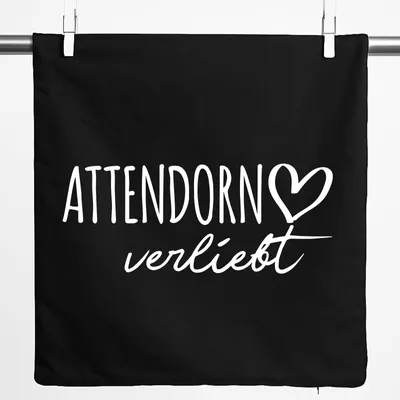 Produktbild von Huuraa Kissenbezug Attendorn verliebt 40x40cm Black Baumwolle Dekokissenbezug Geschenkidee