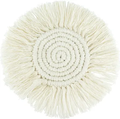Produktbild von Krumble Untersetzer Makramee - Rund - Untersetzer - Tischschutz - Hitzebeständig - Baumwolle - Beige - 18 cm (d)