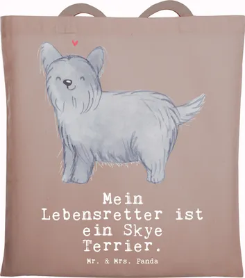 Produktbild von Mr. & Mrs. Panda Tote Bag Skye Terrier Lebensretter - Braun Pastell - Geschenk, Jutebeutel, Laptoptasche, Tasche, dokumententasche, Beutel