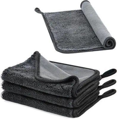 Productafbeelding van Microvezel handdoeken - Reinigingsdoeken - Multifunctioneel schoonmaken - Super absorberend 600 g/m² - 40 x 30 cm - Zwart