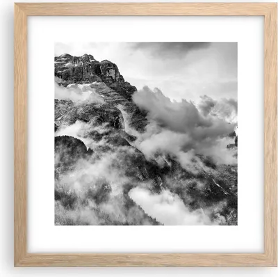 Produktbild von Gerahmtes Poster - Rahmen in heller Eiche - Berge Nebel Gipfel - 30x30 cm - Wand Bild - Wanddeko - Wandbilder - Wandposter - Bilderrahmen - Bilder - Kunstdruck - Wandbild - P2NAC30x30-3664