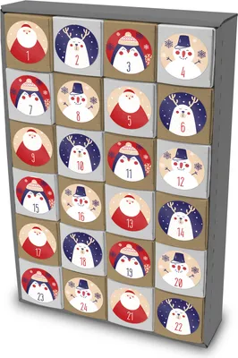 Produktbild von itenga SET Adventskalender zum Füllen Würfel 5cm (außen grau) + Sticker Z43 + Würfel (weiß, braun)