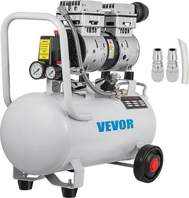 Immagine prodotto di Compressore d'aria VEVOR, 6,6 galloni, ultra-silenzioso, compressore d'aria senza olio, serbatoio da 30 litri, compressore d'aria silenzioso, 750 W, compressore senza olio, a bassa rumorosità con valvola solenoide sicura