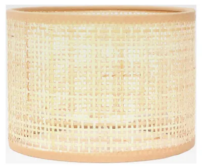 Produktbild von Ersatz-Lampenschirm aus Rattan, E27 E14, Gewebter Korb für Kronleuchter, Trommelschirm für Glühbirnen, Ansteckbare Deckenpendelleuchte für Tisch