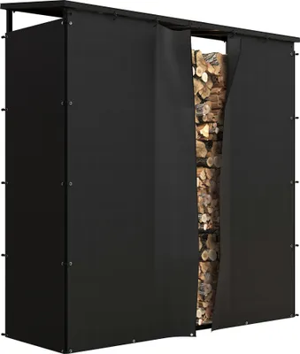 Produktbild von Outsunny regál na palivové dřevo 185 x 62 x 184 cm regál na palivové dřevo s vodotěsným krytem, regál na palivové dřevo pro venkovní použití, vnitřní použití, do 2000 kg, kov, černý