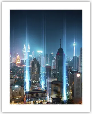Produktbild von Poster - Poster ohne Rahmen - Stadt Nacht Straße - 40x50 cm - Wand Bild - Wanddeko - Wandbilder - Kunstposter - Wandposter - Bilder - Kunstdruck - Wanddekoration - Wandbild - P2XPA40x50-3903