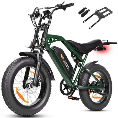Immagine prodotto di E-bike, fat bike elettrica, mountain bike - Modello V202 - Motore da 250W integrato nel mozzo, 48V - Batteria estraibile da 20,8Ah - Autonomia di 50-80 km - Ruote da 50 cm, pneumatici larghi 10 cm - Colore: verde