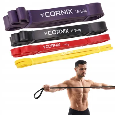 Produktbild von CORNIX Power Band Set 4 Stück Widerstandsbänder 2-38 kg Krafttraining