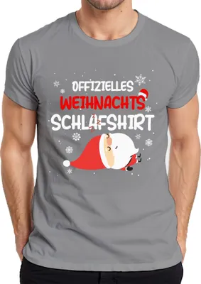 Produktbild von Offizielles Weihnachts-Schlafshirt Weihnachtsmann Santa - Weihnachten Xmas Christmas Herren T-Shirt, Grau, S