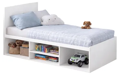 Produktbild von MIRJAN24 Kinderbett Mini 90, Kinderzimmer Bett, Holzkonstruktion (Farbe: Weiß, Größe: 90x200 cm), KI-generiertes Bild