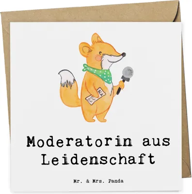 Produktbild von Mr. & Mrs. Panda Grußkarte Moderatorin Leidenschaft - Weiß - Geschenk, faltkarte, anlasskarte, Klappkarte, Glückwunschkarte, doppelkarte