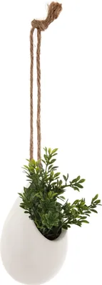 Zdjęcie produktu dla Sztuczne kwiaty w doniczce, wiszące na jutowym sznurku, 13 cm