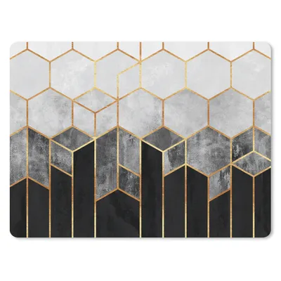 Produktbild von MuchoWow® Mauspad Mousepad Gold - Sechseck - Chic - Muster - Luxus 23x19 cm - Mousepads - Maus Mat - Pad - Mausunterlage - Schreibtischunterlage - Mauspad