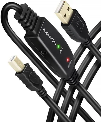 Imagen del producto de Axagon ADR-220B, cable activo de conexión/repetidor USB 2.0, tipo A-M a B-M, 20 metros - Cable - Digital/Datos, 20 m, USB A, USB B, USB 2.0, 0,48 Gbit/s, negro